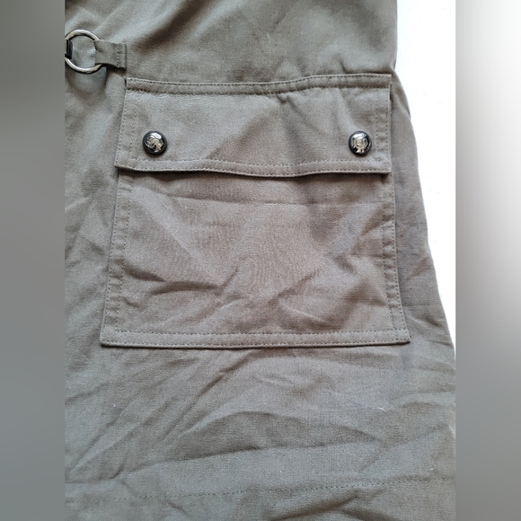 Queen Collection Women's Trench Jacket 100% Cotton Snap&Clasp Khaki/Black Medium - Picture 15 of 16